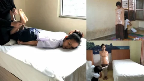 Compilation : 3 Scenes Where Models Wear School Uniforms While Mummified