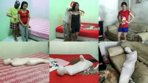 Compilation : 3 Scenes Pretty Girl Mummification 1